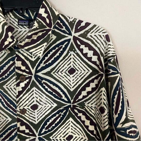 Patagonia Aloha Shirt Short Sleeve Tapas Print Multi-Color Tiki Men's Sz Med - Picture 4 of 8
